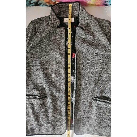 Skies Are Blue Open Front Blazer Cardigan Women XL Black Trim Gray Lined Jacket - Picture 8 of 8